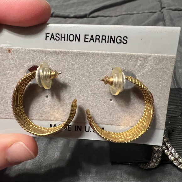 Lot of two round hoop earrings original card Amanda smith fashion - Picture 8 of 10